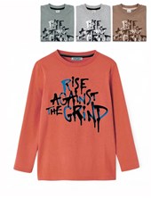 REMERA MANGA LARGA JERSEY PARA NENE ESTAMPA 'RISE AGAINST'. GRUNY