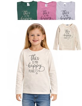 REMERA NENA MANGA LARGA JERSEY ESTAMPA 'THE IS MY HAPPY'. GRUNY