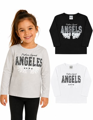 REMERA MANGA LARGA PARA NENA ESTAMPA 'ANGELES'. GRUNY