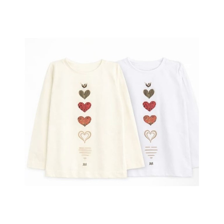 REMERA MANGA LARGA RIB ALG, PARA NENA ESTAMPA CORAZONES. GRUNY