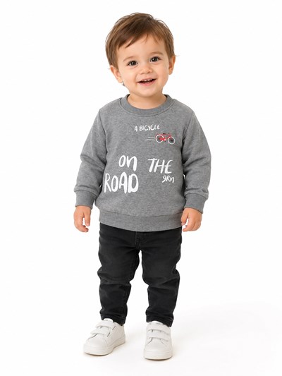BUZO DE FRISA PARA BEBE ESTAMPA BICICLETA. GRUNY
