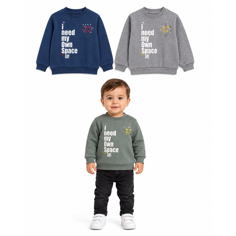 BUZO DE FRISA PARA BEBE ESTAMPA ESPACIAL. GRUNY