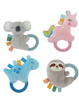 Sonajero con agarre tipo mordillo de animales de 4' woody toys