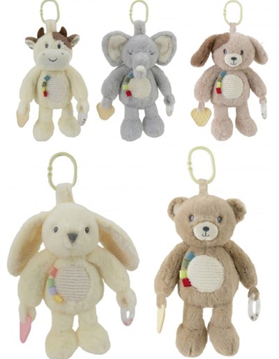 SONAJERO CON MORDILLO  10' ANIMALITOS. WOODY TOYS