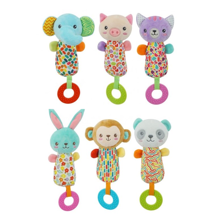 SONAJERO 6' ANIMALITOS CON MORDILLO. WOODY TOYS