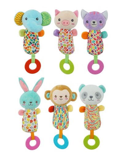 SONAJERO 6' ANIMALITOS CON MORDILLO. WOODY TOYS