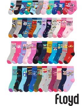 Media de algodon y lycra estampada con diseños surtidos.Floyd