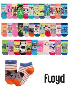 Soquete corto de algodon y lycra diseños surtidos.Floyd