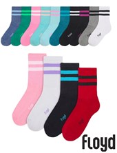 Media de algodon puño alto con dos rayas combinada.Floyd