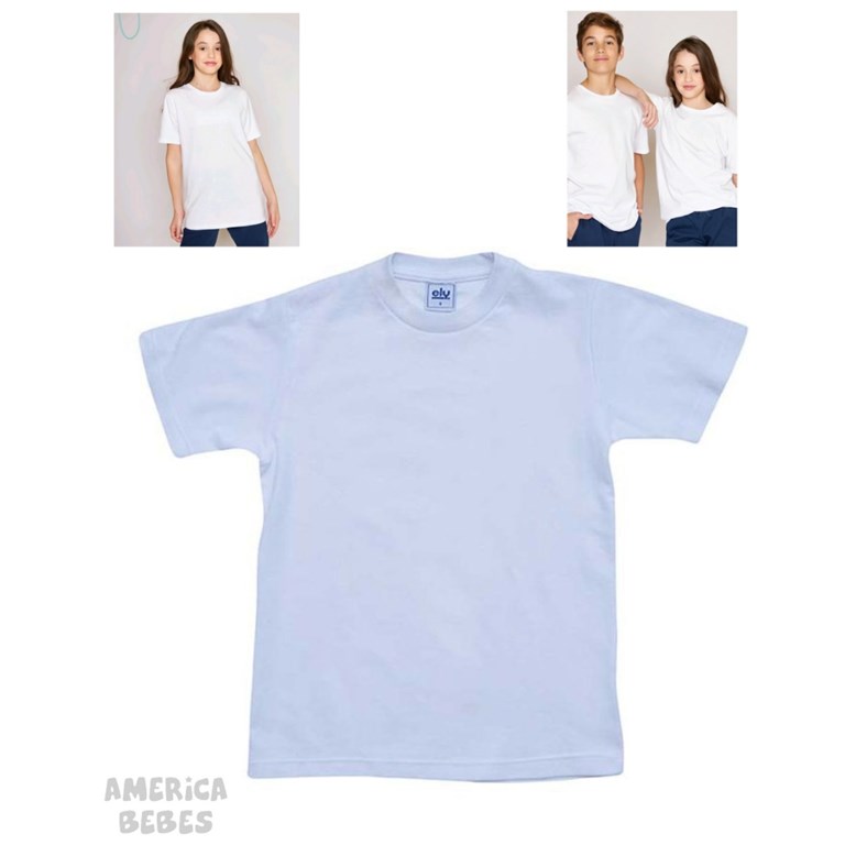 Remera pique M/C blanca colegial. ely