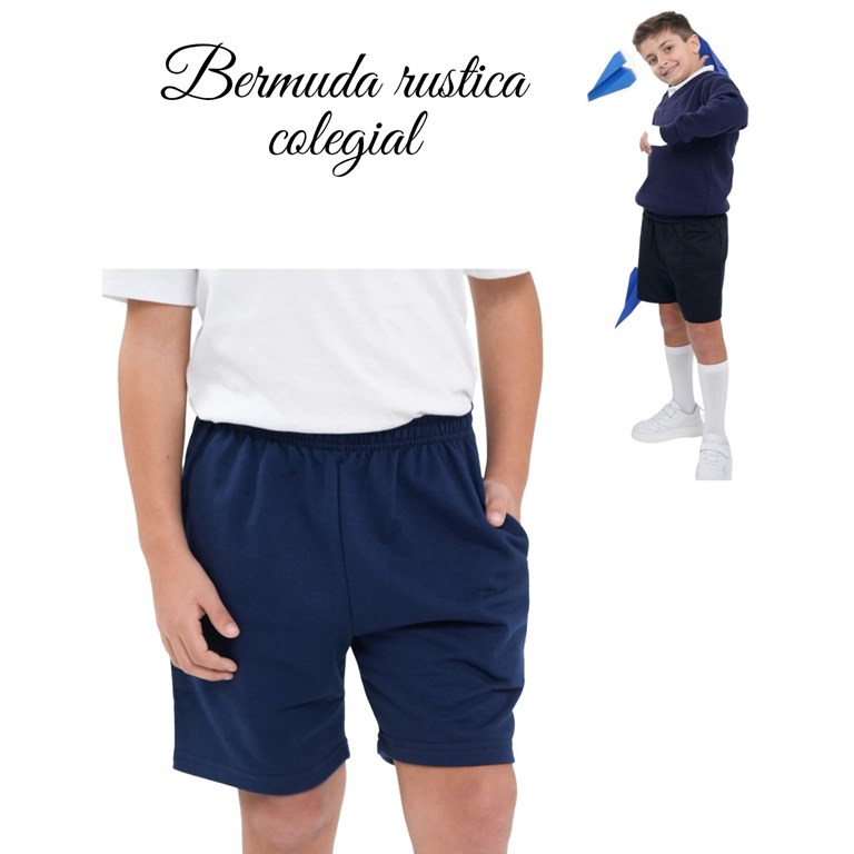 BERMUDA RUSTICA COLEGIAL AZUL MARINO. ELY
