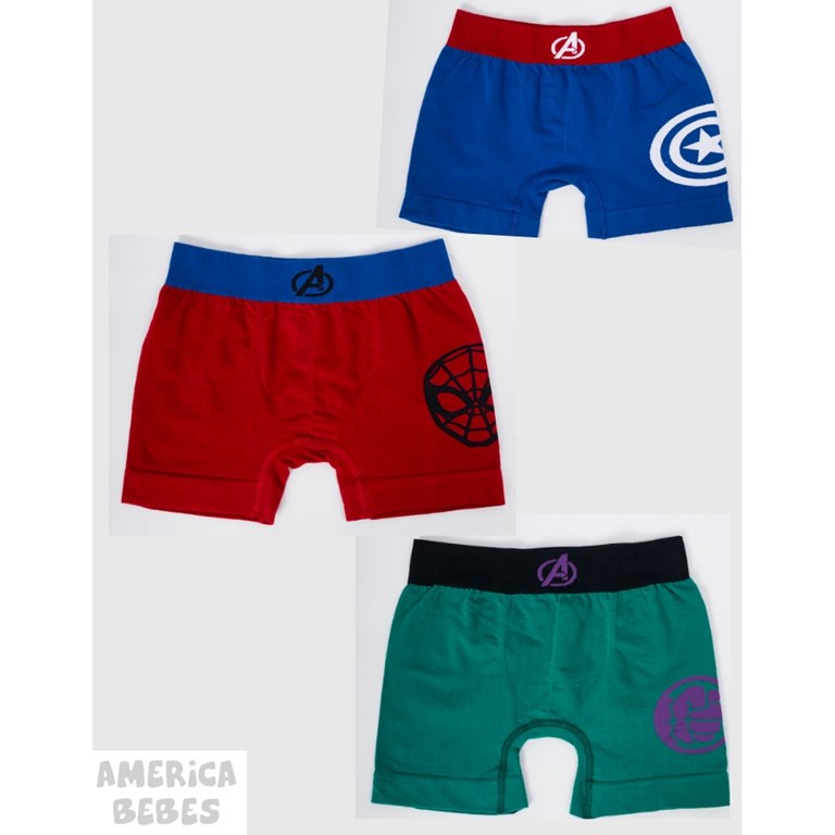 BOXER ALGODON LYCRA PARA NIÑO ESTAMPADO MARVEL DISNEY