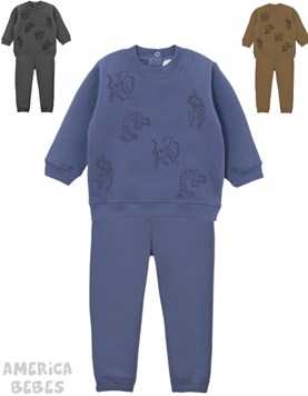 CONJUNTO PARA BEBE VARON BUZO ESTAMPADO TIGRES Y PANTALON FRISA GEPETTO