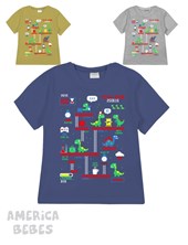 REMERA PARA BEBE VARON MANGA CORTA ESTAMPADA VIDEO JUEGO RETRO GEPETTO