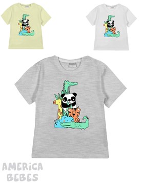 REMERA MANGA CORTA PARA BEBE VARON ESTAMPADA ANIMALITOS GEPETTO
