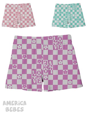 SHORT NENA ESTAMPADO DAMERO LOVE GEPETTO