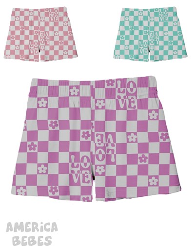 SHORT NENA ESTAMPADO DAMERO LOVE GEPETTO