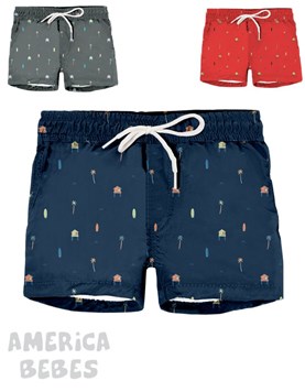 SHORT DE BAÑO PARA NIÑO CON SUSPENSOR ESTAMPADO PLAYA GEPETTO