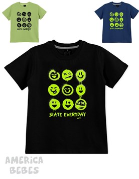 REMERA MANGA CORTA PARA NIÑO ESTAMPADA GRAFITTI SMILE GEPETTO