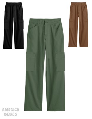PANTALON NENE GABARDINA  CARGO  RECTO VARIOS COLORES GEPETTO