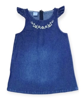 Jumper beba jean con bordado collar 'flor'. Gepetto