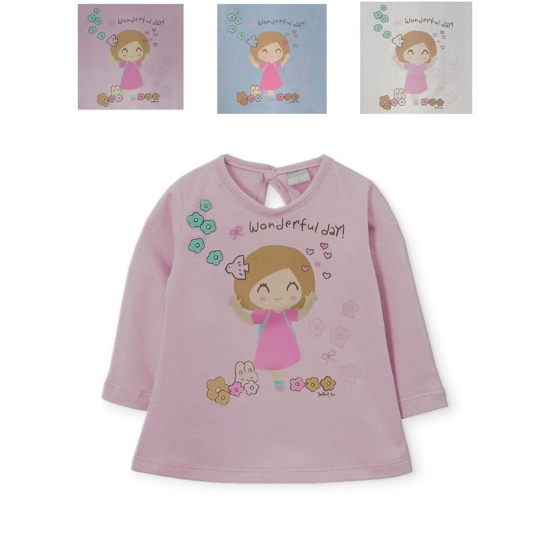 REMERA BEBA MANGA LARGA ESTAMPA MUÑECA. GEPETTO