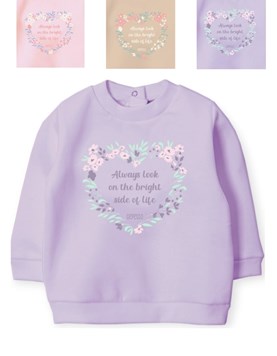 BUZO FRIZA DE BEBA CON ESTAMPA CORAZÓN DE FLORES. GEPETTO