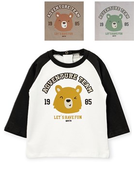 REMERA DE BEBE VARON MANGA RANGLAN CON ESTAMPA ADVENTURE TEAM GEPETTO
