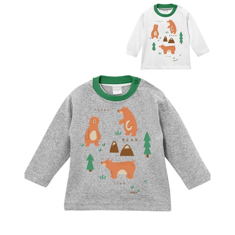 Remera de bebe manga larga con estampa full oso gepetto