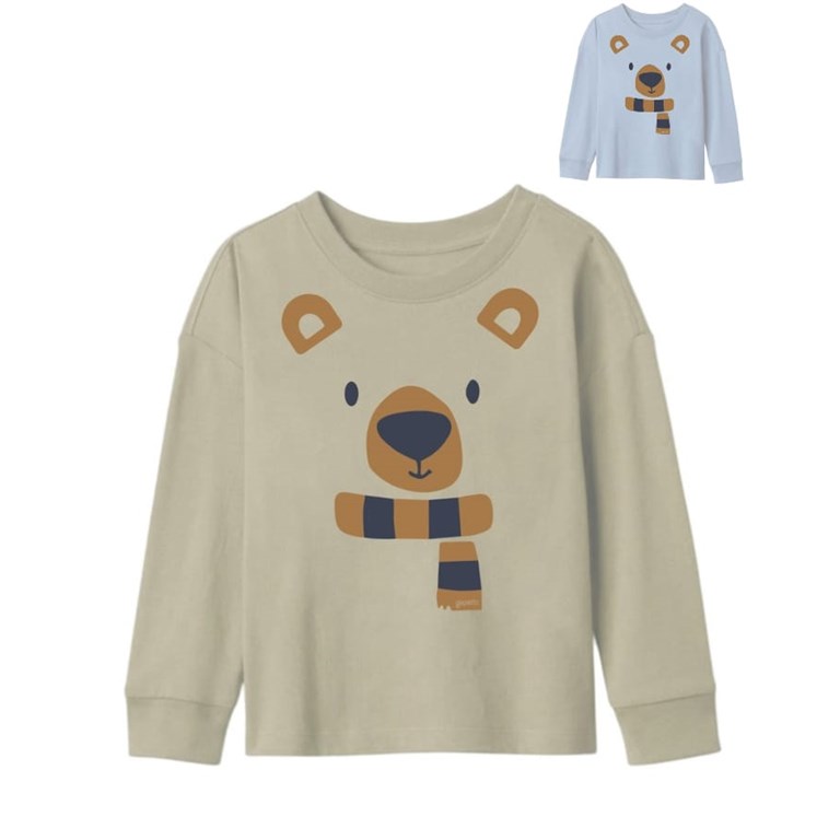 remera manga larga bebe interlock estampa oso gepetto