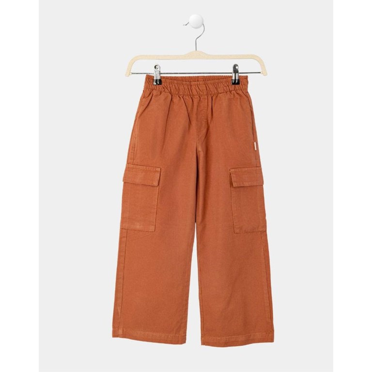 Pantalón jr nena color wide leg cargo c/cintura elastizada. Gepetto