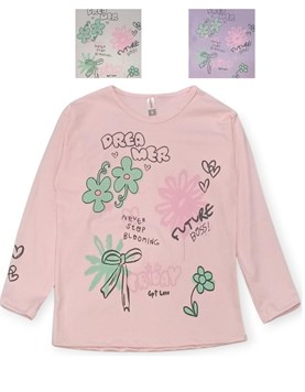 REMERA NENA OVERSIZE CON ESTAMPA FRENTE Y MANGA GRAFFITI GEPETTO