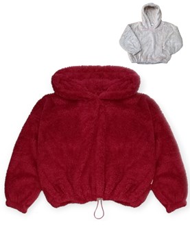 BUZO NENA DE PIEL ,OVERSIZE CON CAPUCHA. GEPETTO