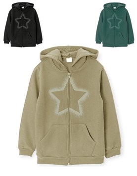 campera de nena frisa tipo overside con estampa central gepetto