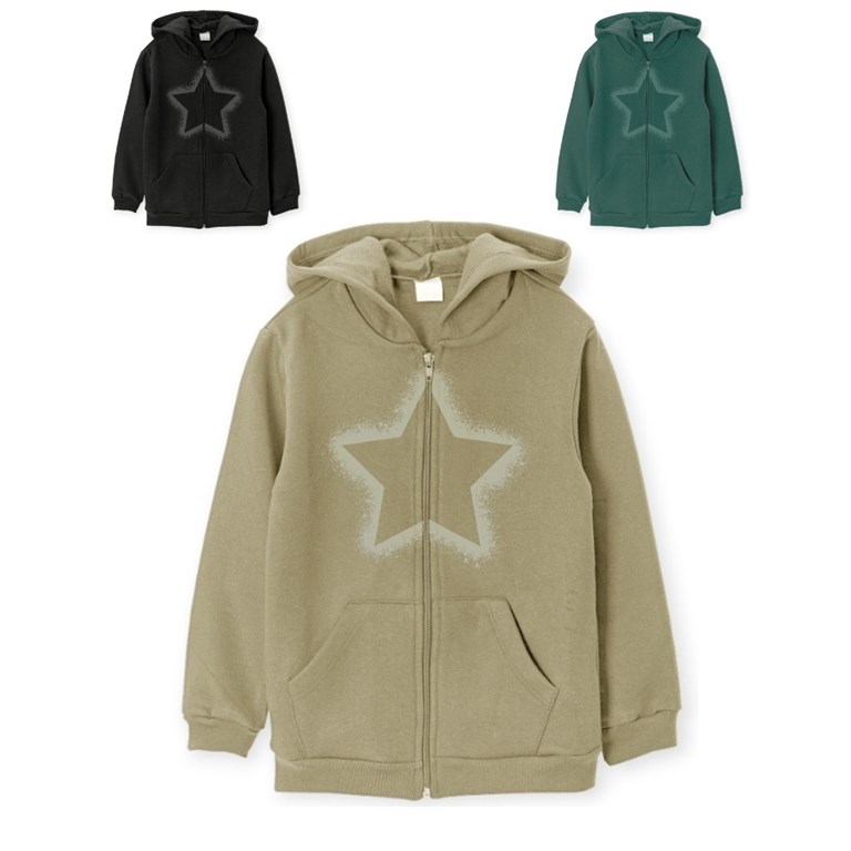 campera de nena frisa tipo overside con estampa central gepetto