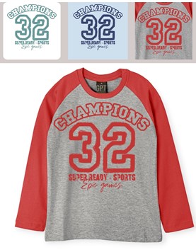 Remera de nene manga larga tipo ranglan estampa '32' gepetto
