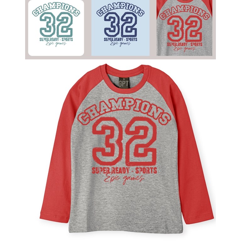 Remera de nene manga larga tipo ranglan estampa '32' gepetto