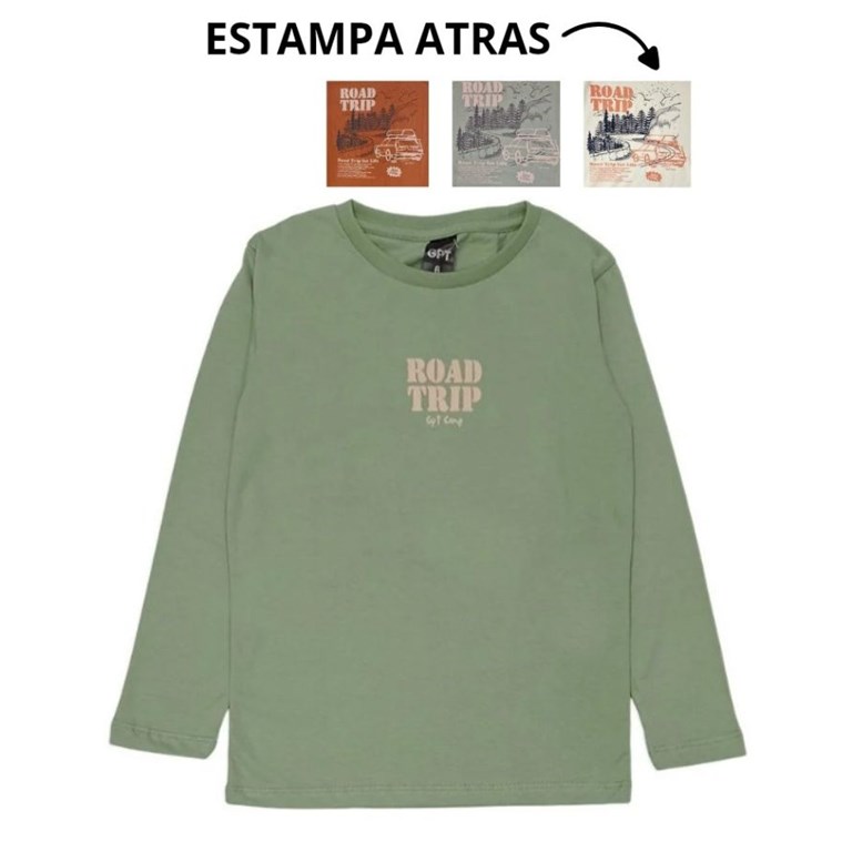 Remera jr varón con estampa frente y espalda 'road trip'. Gepettto