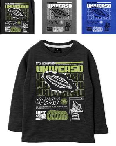 Remera nene manga larga estampa universo gepetto