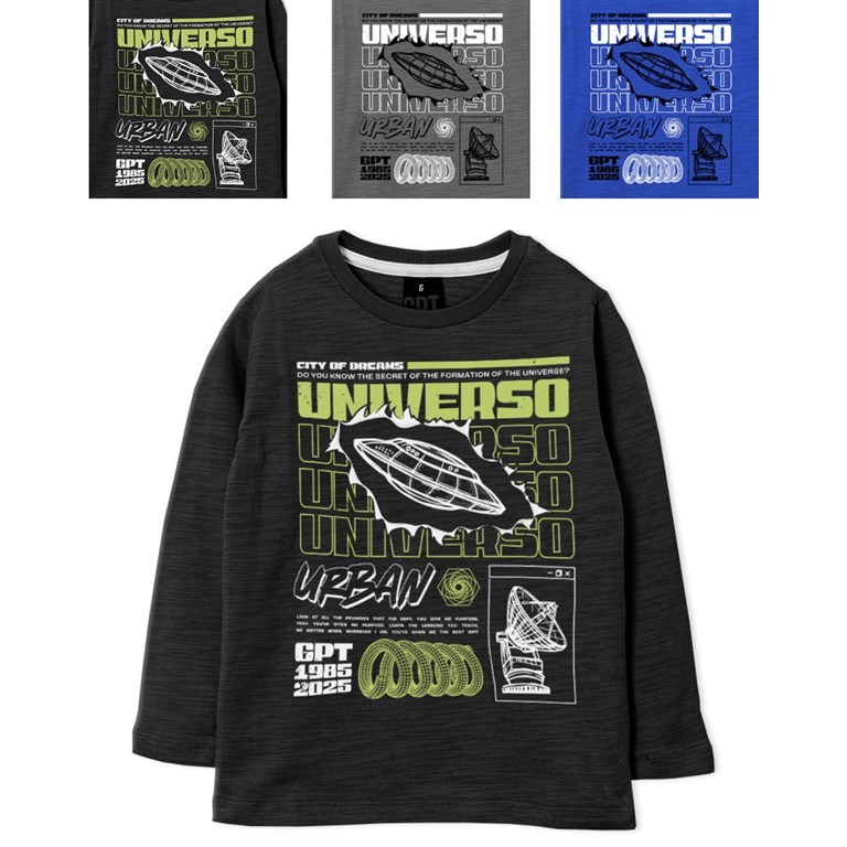 Remera nene manga larga estampa universo gepetto