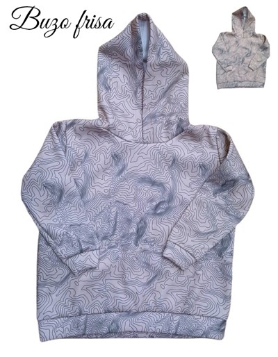BUZO FRISA NENE OVERSIZE CON CAPUCHA Y ESTAMPADO 'MAPA'. GEPETTO