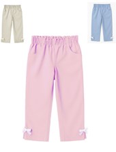 Pantalon de color para beba con tajo y moño gepetto