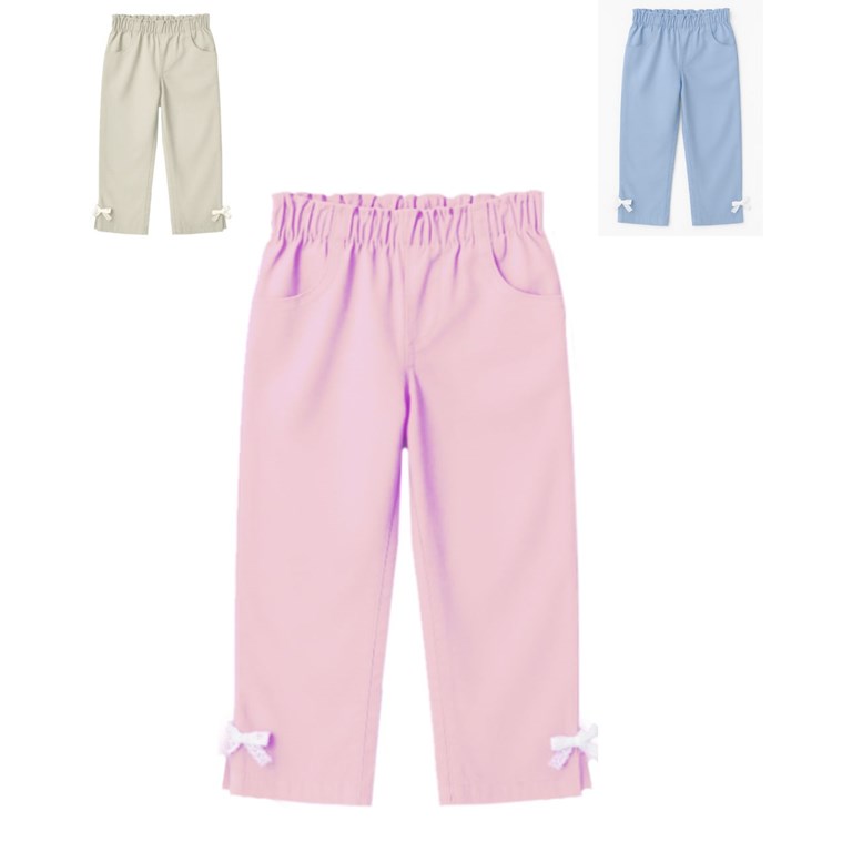 Pantalon de color para beba con tajo y moño gepetto