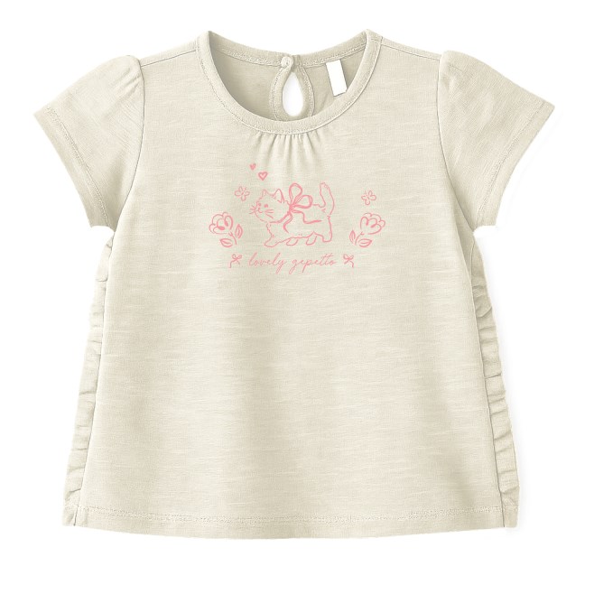Remera beba flame con estampa gatito y voladitos gepetto