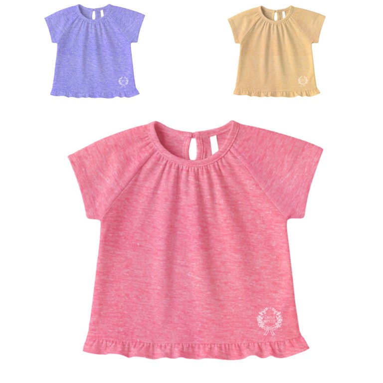 Remera beba jaspeada con logo y voladitos gepetto
