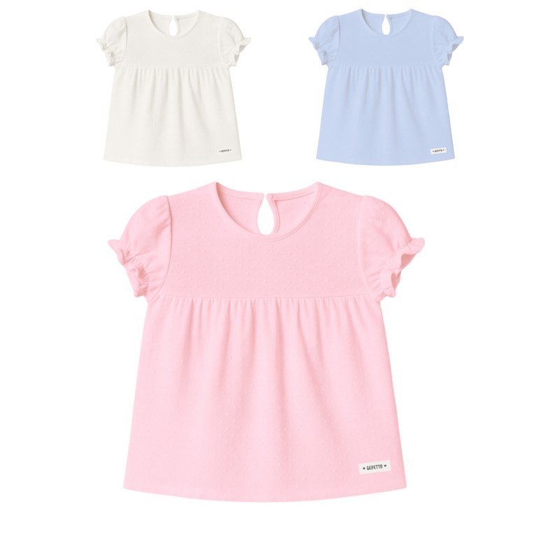 Remera beba con recorte y frunce gepetto