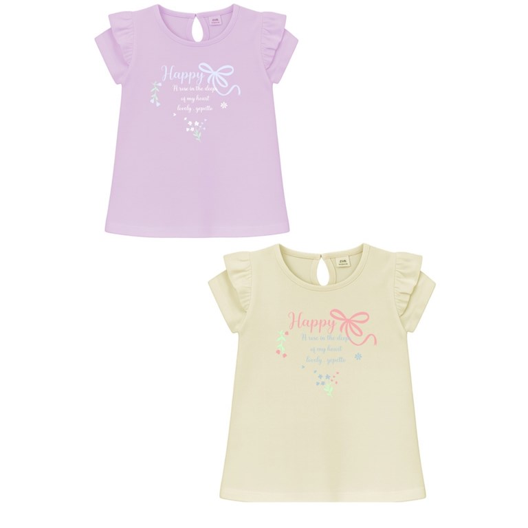Remera beba con volados y estampa moños gepetto