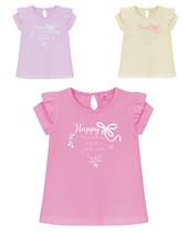 Remera beba con volados y estampa moños gepetto