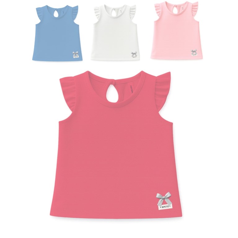 Musculosa beba con volados y moñitos gepetto