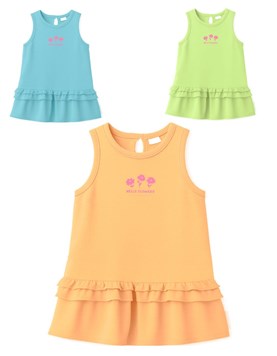 vestido de beba con volados y estampa logo flowers gepetto